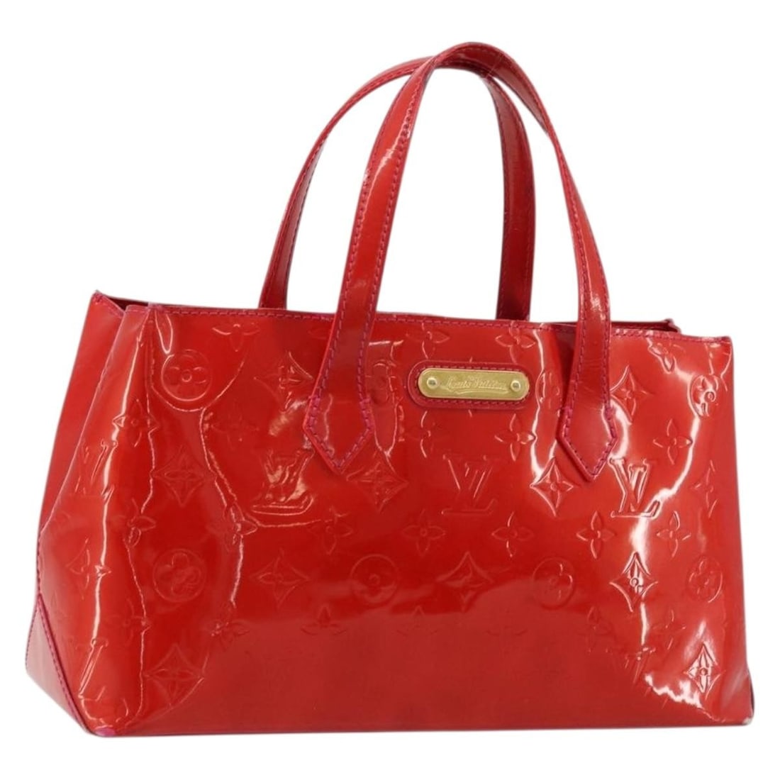 Louis Vuitton Wilshire PM Rose Pop Monogram Vernis Handbag: Louis Vuitton Wilshire PM Rose Pop Monogram Vernis Handbag This Louis Vuitton Monogram Vernis Wilshire PM handbag in Rose Pop features a patent leather exterior with the brand's signature monogram des