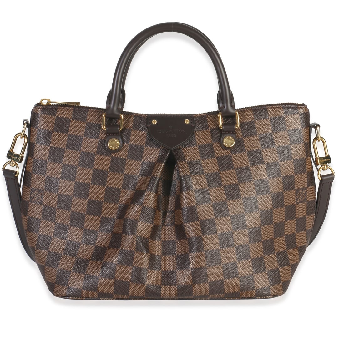 Louis Vuitton Siena PM Damier Ebene Canvas Handbag: Louis Vuitton Siena PM Damier Ebene Canvas Handbag This Louis Vuitton Damier Ebene Canvas Siena PM is a pre-owned shoulder and top handle bag crafted from brown canvas with a zip-top closure. The bag 