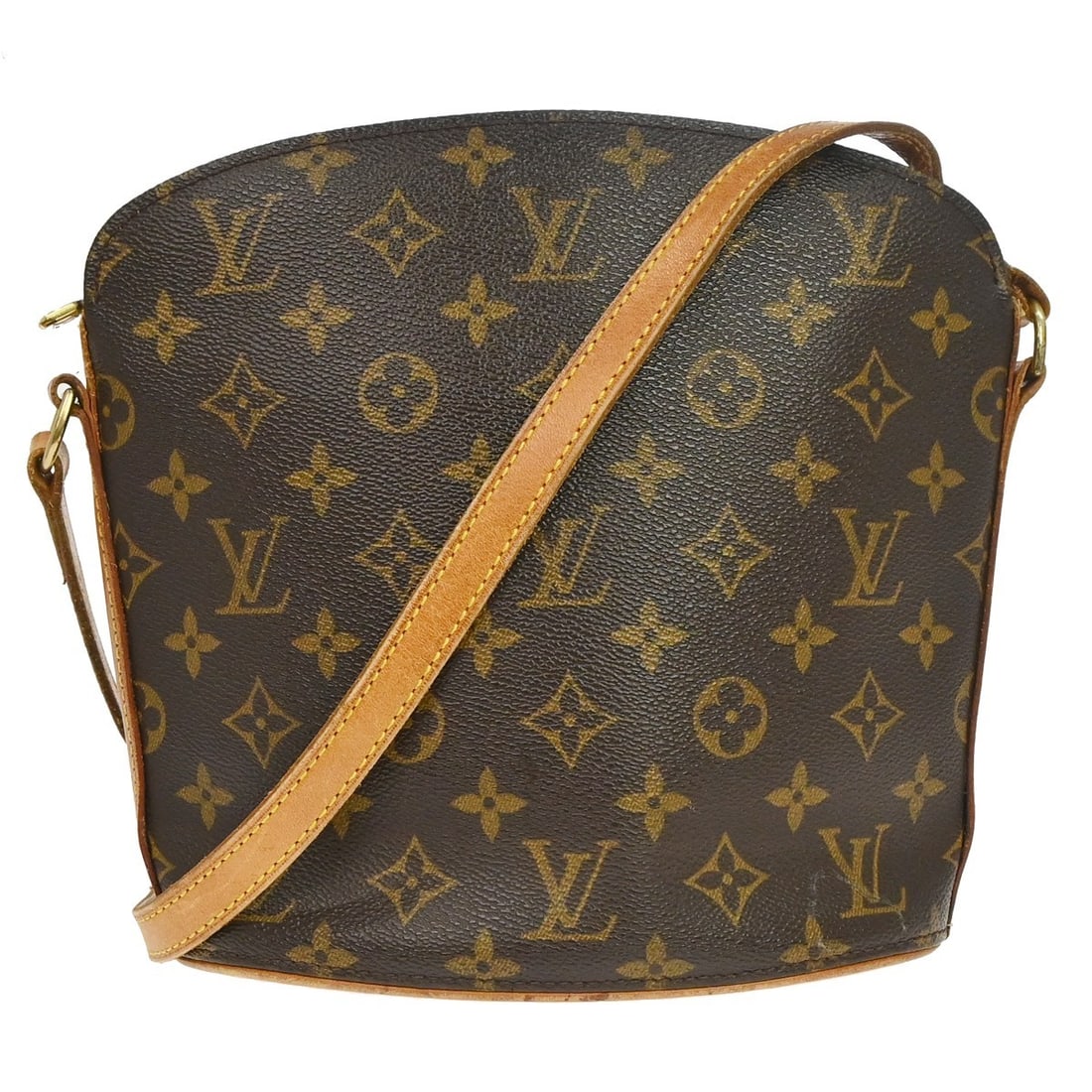 Louis Vuitton Drouot Monogram Canvas Crossbody Bag M51290: Louis Vuitton Drouot Monogram Canvas Crossbody Bag M51290 Vintage Louis Vuitton Drouot shoulder bag in brown Monogram canvas with leather trim and an adjustable crossbody strap. The bag features a zip