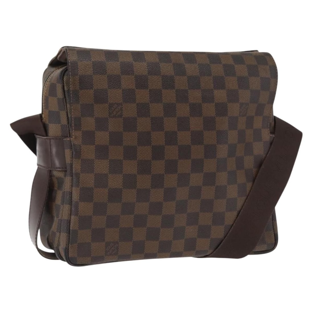 Damier Ebene Canvas Naviglio Shoulder Bag by Louis Vuitton N45255: Damier Ebene Canvas Naviglio Shoulder Bag by Louis Vuitton N45255 This Louis Vuitton Damier Ebene Naviglio shoulder bag features the iconic Damier Ebene canvas in brown, complemented by an adjustable 