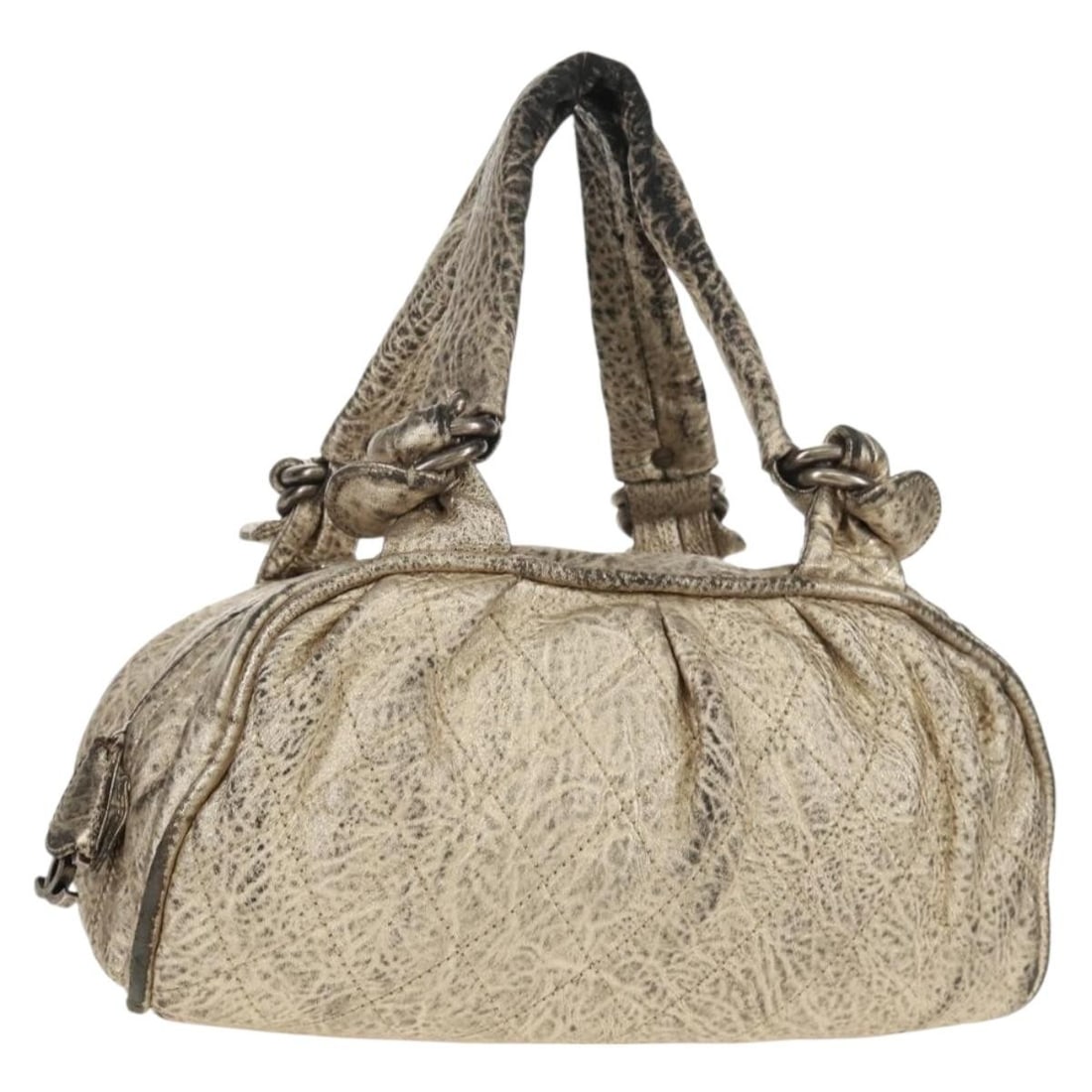 CHANEL CC Matelasse Leather Handbag Champagne Gold Made in Italy: CHANEL CC Matelasse Leather Handbag Champagne Gold Made in Italy This CHANEL Matelasse hand bag is crafted in leather with a Champagne Gold color and was made in Italy. It measures approximately W35 c