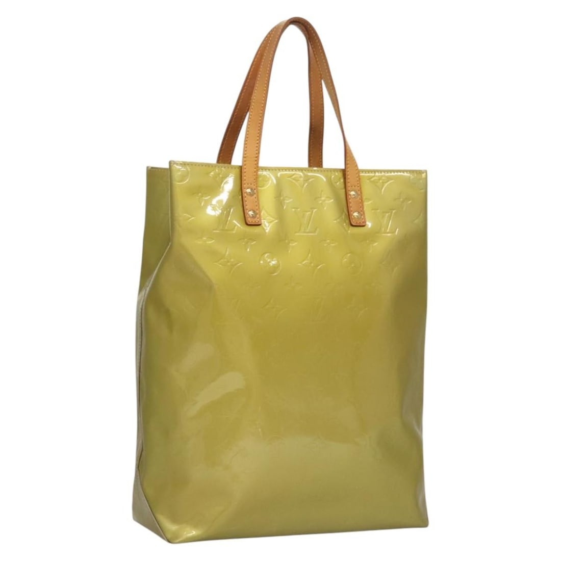 Louis Vuitton Reade MM Gris Patent Leather Tote Bag M91142: Louis Vuitton Reade MM Gris Patent Leather Tote Bag M91142 This Louis Vuitton Monogram Vernis Reade MM handbag is crafted from patent leather in the Gris colorway. Designed for women, the bag features