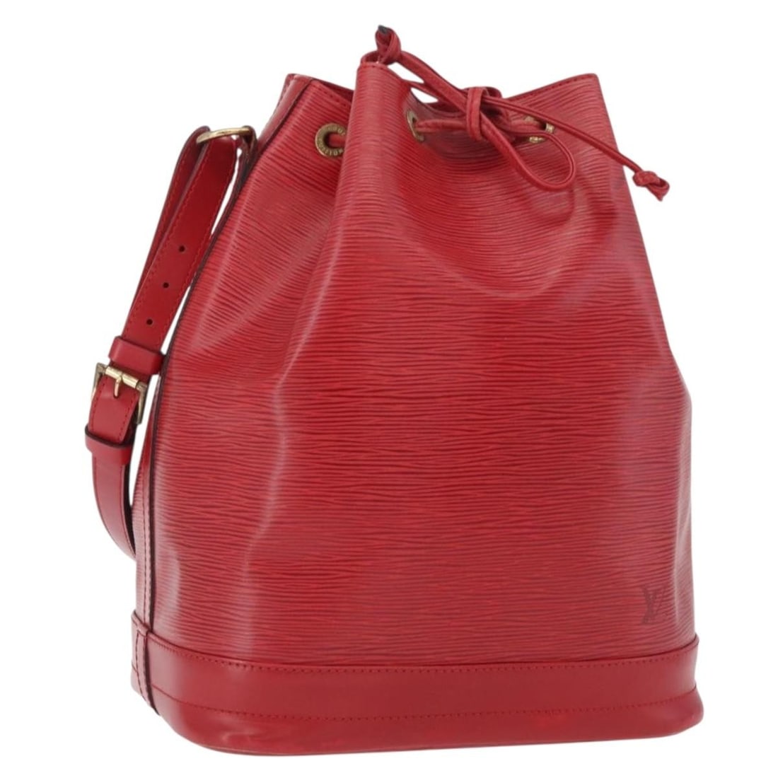 Louis Vuitton Epi Leather Noe Red Shoulder Bag M44007: Louis Vuitton Epi Leather Noe Red Shoulder Bag M44007 This Louis Vuitton Epi Noe shoulder bag features a striking red Epi leather exterior with a classic bucket silhouette. Made in France, the bag off