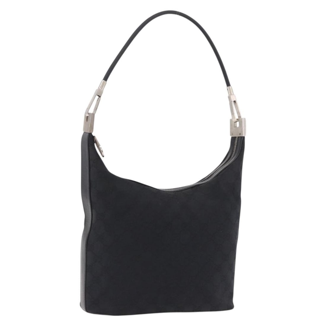 Gucci 001 3814 GG Canvas Black Shoulder Bag Silver Tone: Gucci 001 3814 GG Canvas Black Shoulder Bag Silver Tone GUCCI shoulder bag in black and silver GG Canvas, made in Italy. It features a shoulder bag style with approximate dimensions of W24 cm x H19 cm