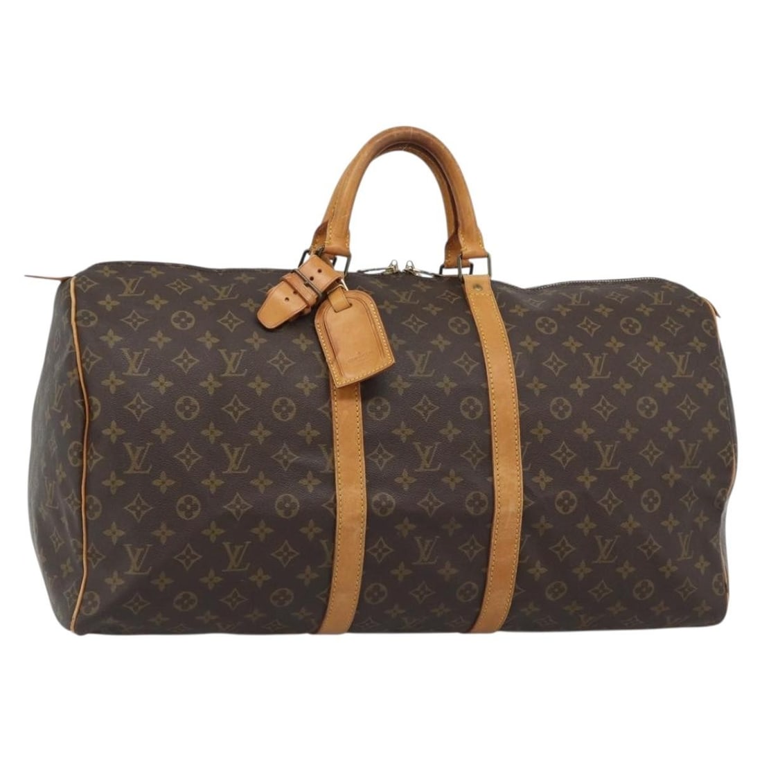 Louis Vuitton M41424 Keepall 55 Monogram Canvas Travel Bag: Louis Vuitton M41424 Keepall 55 Monogram Canvas Travel Bag Louis Vuitton Monogram Keepall 55 Boston Bag in Monogram Canvas, made in France. The bag includes a name tag and powanie accessory, and is id