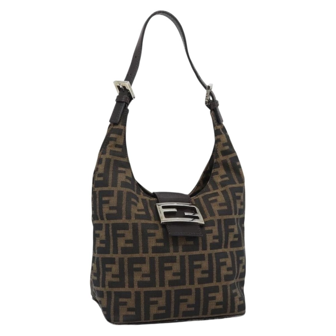 Fendi Mamma Baguette Brown Zucca Canvas Shoulder Bag with Dust Bag: Fendi Mamma Baguette Brown Zucca Canvas Shoulder Bag with Dust Bag Fendi Zucca Canvas Mamma Baguette shoulder bag in brown and gold. Made in Italy, it features Zucca canvas construction and comes with