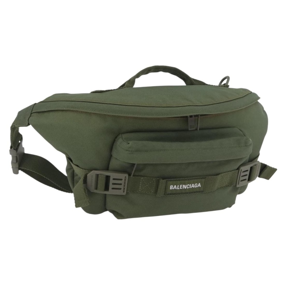 Balenciaga 644035 Canvas Body Bag in Khaki Made in Italy: Balenciaga 644035 Canvas Body Bag in Khaki Made in Italy Balenciaga body bag in khaki canvas, made in Italy. It features a shoulder strap with an approximate adjustable length of 75 - 92 cm. The item 