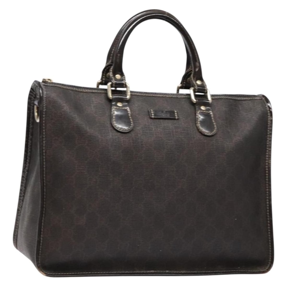 GUCCI GG Supreme Hand Bag PVC Leather Gold Dark Brown Made in Italy: GUCCI GG Supreme Hand Bag PVC Leather Gold Dark Brown Made in Italy This authentic GUCCI GG Supreme Hand Bag showcases a luxurious blend of gold and dark brown PVC leather and GG canvas. Designed for 