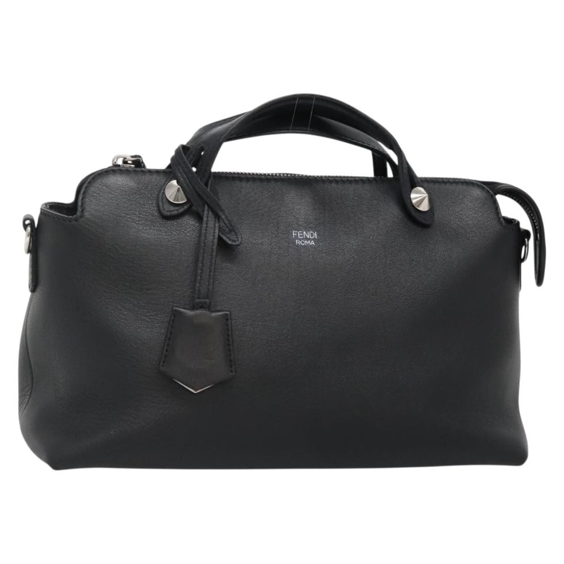 Fendi Black Leather Handbag Silver Tone Made in Italy: Fendi Black Leather Handbag Silver Tone Made in Italy FENDI hand bag in black and silver leather, made in Italy, designed for women. It features a handle drop of approximately 5 cm (2.0 in). The item 