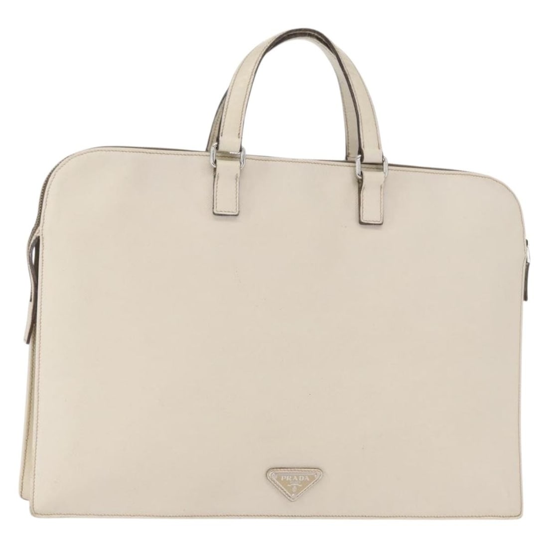 Prada Saffiano Leather White Silver Tote Bag Italy: Prada Saffiano Leather White Silver Tote Bag Italy This PRADA handbag is crafted from white Saffiano leather with silver accents, offering a stylish and sophisticated look. Made in Italy, it features 