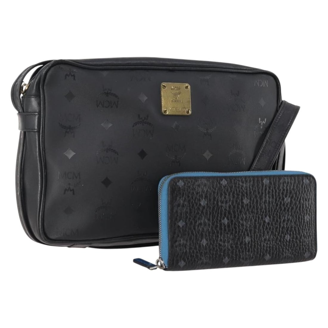 MCM Vicetos Logogram Black PVC Leather Shoulder Bag Set (1 of 17)