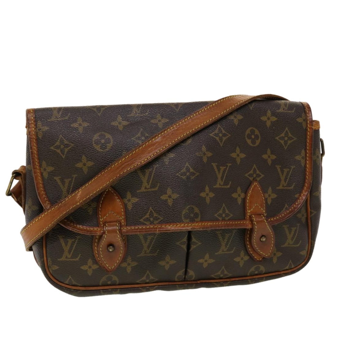 Louis Vuitton M42247 Gibeciere MM Monogram Canvas Shoulder Bag: Louis Vuitton M42247 Gibeciere MM Monogram Canvas Shoulder Bag Louis Vuitton Monogram Gibeciere MM shoulder bag in Monogram Canvas, made in France. The bag features a shoulder strap with an approximat