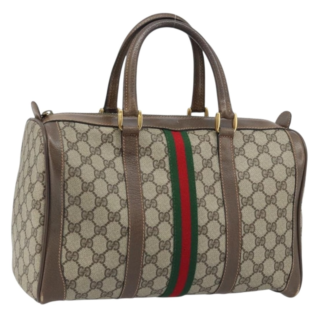 Gucci Sherry Line GG Canvas Boston Bag Beige Italy 02 98 8 0468: Gucci Sherry Line GG Canvas Boston Bag Beige Italy 02 98 8 0468 A Gucci Boston bag from the GG Supreme Web Sherry Line, made in Italy from GG canvas in beige/gold. It features a handle drop of approxi