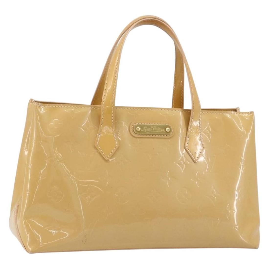 Louis Vuitton M91642 Wilshire PM Vernis Patent Leather Handbag Rose Flow Lantern: Louis Vuitton M91642 Wilshire PM Vernis Patent Leather Handbag Rose Flow Lantern Louis Vuitton Wilshire PM hand bag in Rose Flow Lantern patent leather, made in France. The bag is identified as produc