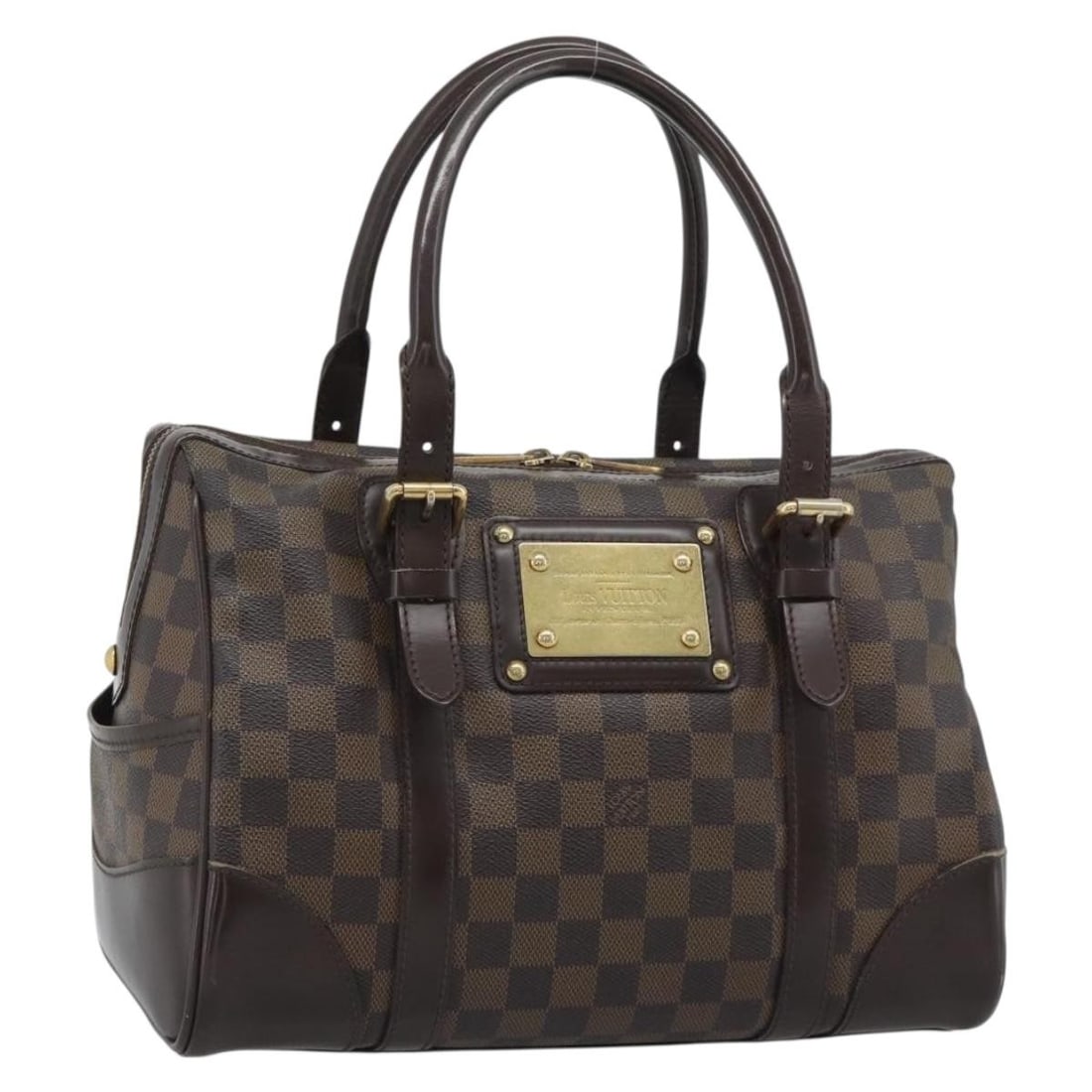 Louis Vuitton Berkeley Hand Bag Damier Ebene Canvas N52000: Louis Vuitton Berkeley Hand Bag Damier Ebene Canvas N52000 Louis Vuitton Damier Ebene Berkeley handbag in Damier Ebene canvas, made in France. The bag is presented in heavily used condition with visib