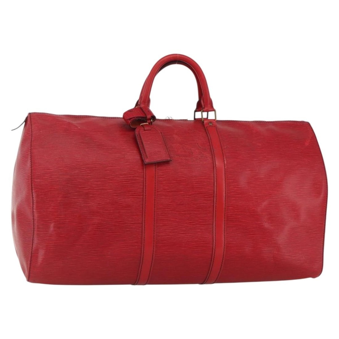 Louis Vuitton M42957 Keepall 55 Red Epi Leather Boston Bag: Louis Vuitton M42957 Keepall 55 Red Epi Leather Boston Bag Louis Vuitton Epi Keepall 55 Boston Bag in red Epi leather, made in France. This women's Boston bag comes with a name tag and Powanie accesso