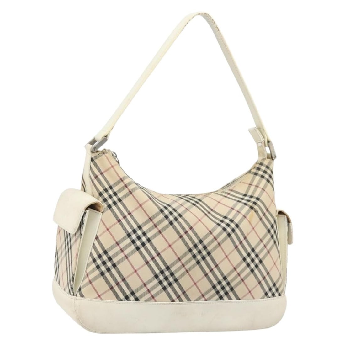 Burberry Shoulder Bag Nova Check Beige Canvas and Leather for Women: Burberry Shoulder Bag Nova Check Beige Canvas and Leather for Women This Burberry Nova Check shoulder bag features a beige and silver canvas exterior with leather accents. Designed for women, it offer