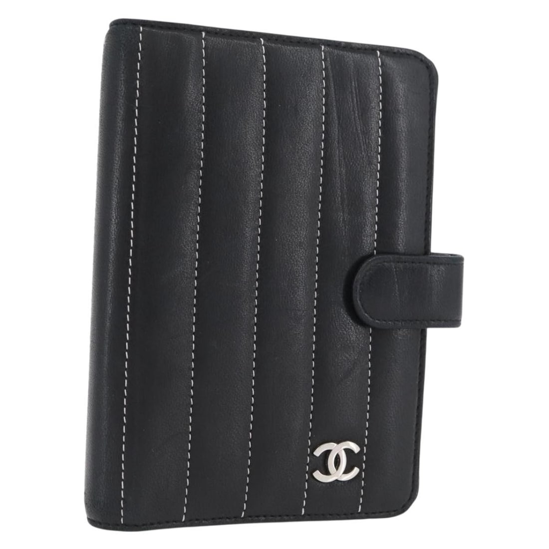 Chanel Mademoiselle leather day planner cover black silver CC (1 of 18)
