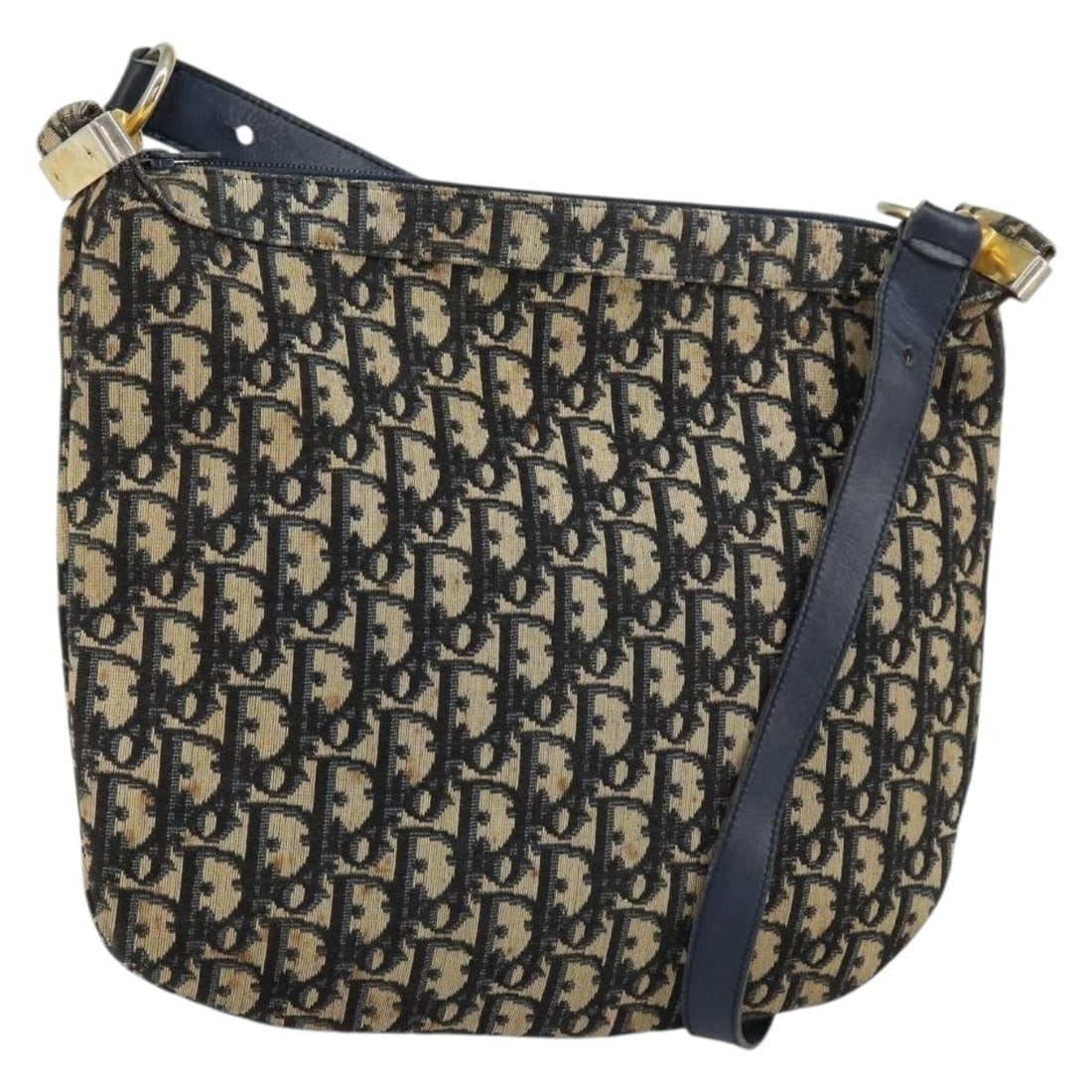 Christian Dior Trotter Canvas Shoulder Purse Navy Gold Tone: Christian Dior Trotter Canvas Shoulder Purse Navy Gold Tone Christian Dior shoulder bag in navy and gold Trotter canvas. It is made in France and measures approximately W32 cm x H27 cm, with a shoulde