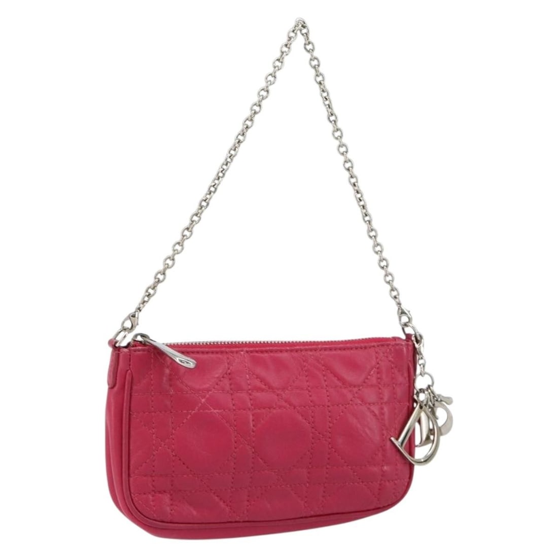 Christian Dior Pink Silver Lamb Skin Chain Shoulder Bag Auth MR1565: Christian Dior Pink Silver Lamb Skin Chain Shoulder Bag Auth MR1565 Elevate your style with this elegant Christian Dior Canage Chain Shoulder Bag, crafted from luxurious lamb skin in a charming pink a