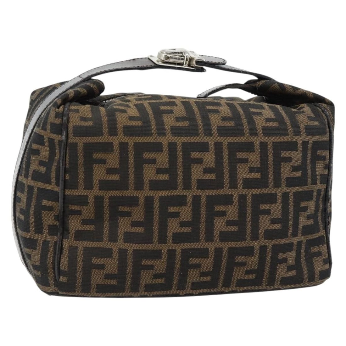 Fendi Zucca Canvas Vanity Handbag Black Brown Italy: Fendi Zucca Canvas Vanity Handbag Black Brown Italy Fendi vanity handbag in black and brown Zucca canvas, made in Italy. The bag measures approximately W25 cm x H16 cm x D16 cm, with a handle drop of 