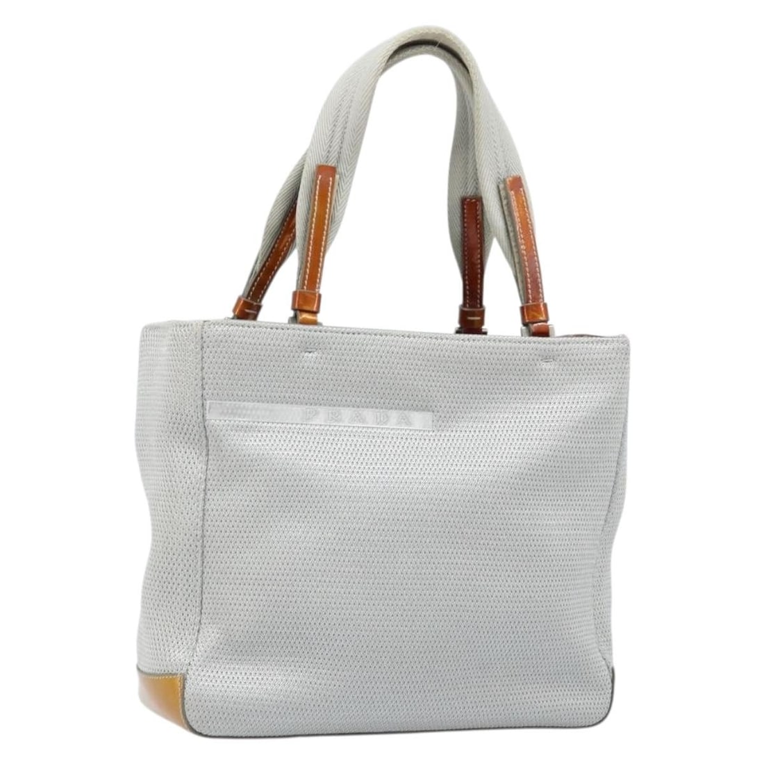 Prada Sport Silver Nylon Women's Handbag with Guarantee Card: Prada Sport Silver Nylon Women's Handbag with Guarantee Card This PRADA Sports hand bag for women is crafted from silver nylon and features a compact, stylish design. The bag includes a handle drop fo