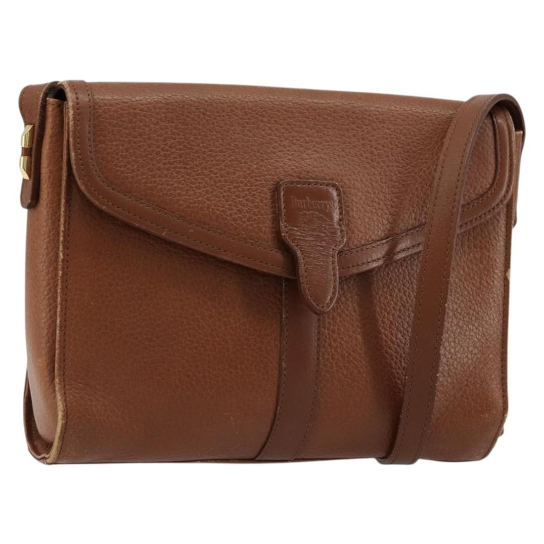 Burberrys Brown Leather Shoulder Bag Gold Tone Women: Burberrys Brown Leather Shoulder Bag Gold Tone Women This Burberrys shoulder bag features brown leather with gold-tone accents and is designed for women. The bag has a compact silhouette with an appro