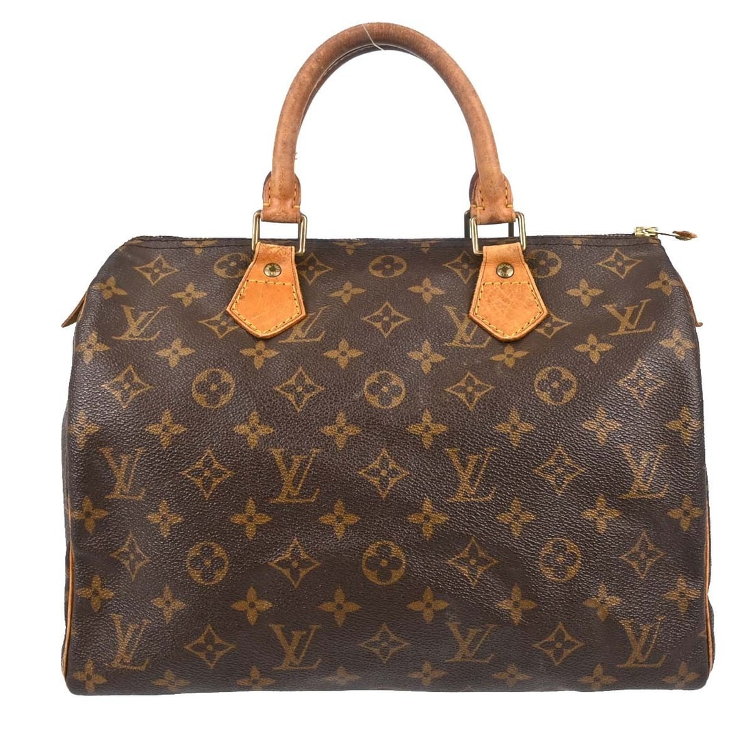 Louis Vuitton Speedy 30 Monogram Brown Duffle Bag M41526: Louis Vuitton Speedy 30 Monogram Brown Duffle Bag M41526 Louis Vuitton Monogram Speedy 30 handbag in brown Monogram canvas and leather, made in France. This vintage duffle-style bag features a zip clo