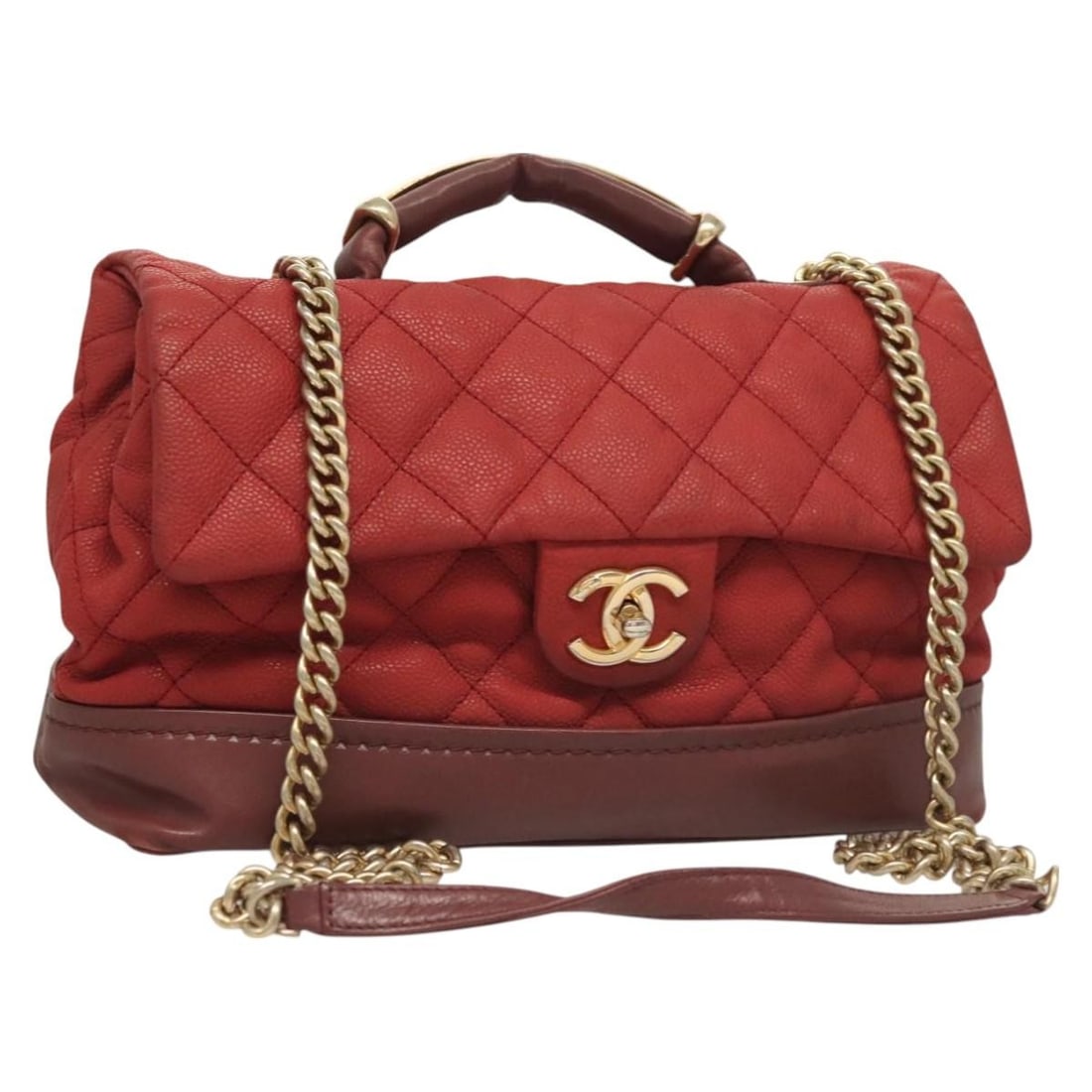 CHANEL CC Red Caviar Skin Chain Shoulder Bag Italy: CHANEL CC Red Caviar Skin Chain Shoulder Bag Italy Chanel Matelasse chain shoulder bag in red grained calf skin with CC detail. Made in Italy. This women's shoulder bag includes only the item shown in