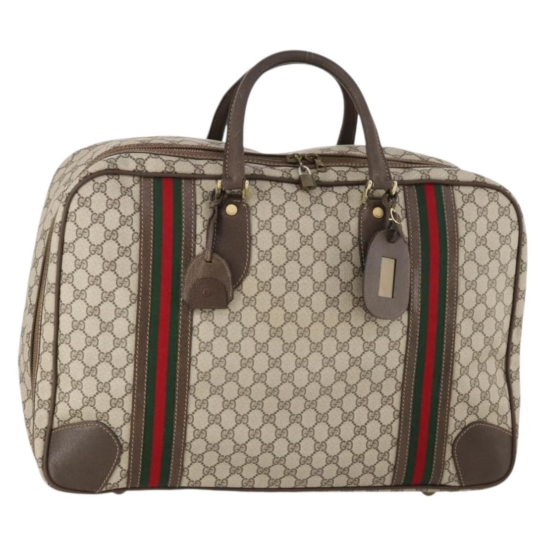 GUCCI Sherry Line GG Supreme PVC Canvas Hand Bag Beige Gold: GUCCI Sherry Line GG Supreme PVC Canvas Hand Bag Beige Gold Gucci GG Supreme Web Sherry Line handbag in beige and gold, made in Italy. It is crafted from PVC leather and GG canvas and measures approxi