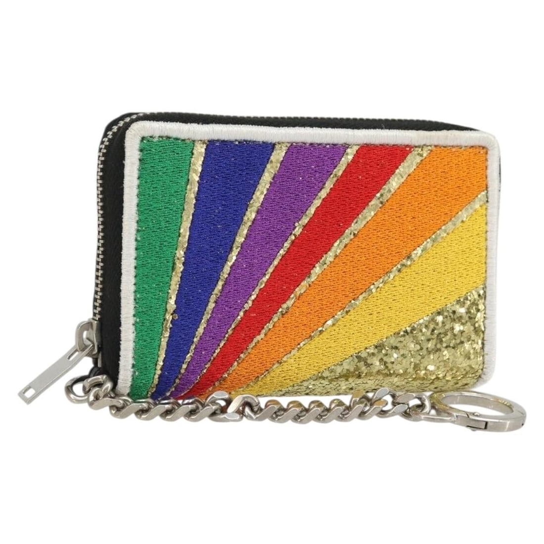 Canvas Coin Purse SAINT LAURENT Multicolor Silver Italy: Canvas Coin Purse SAINT LAURENT Multicolor Silver Italy Saint Laurent coin purse in canvas with a multicolor and silver colorway. Made in Italy, it comes with a dust bag and item box. The item is heav