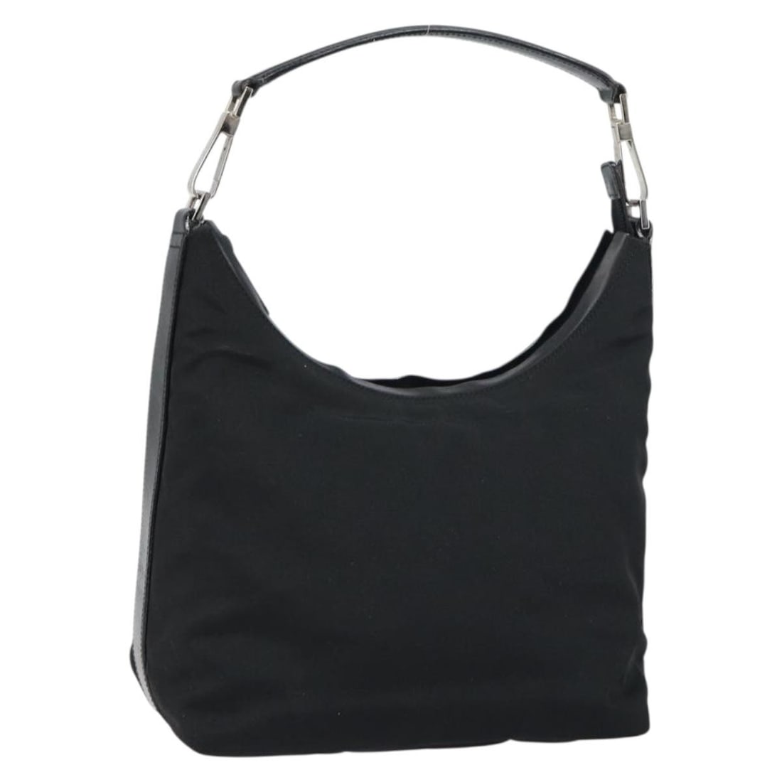 Gucci 000 0602 3754 Nylon Shoulder Bag Black Silver: Gucci 000 0602 3754 Nylon Shoulder Bag Black Silver Gucci shoulder bag made in Italy with a black and silver nylon exterior. Designed for women, it measures approximately 24 cm wide, 17 cm high, and 9