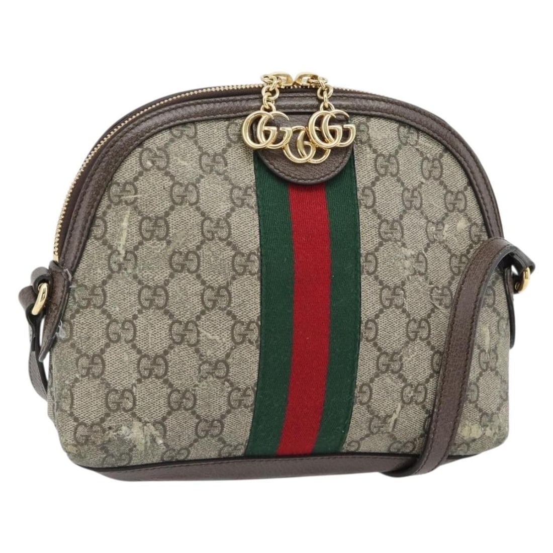 Gucci Ophidia GG Supreme Web Shoulder Bag Beige Gold 499621: Gucci Ophidia GG Supreme Web Shoulder Bag Beige Gold 499621 This Gucci Ophidia shoulder bag is crafted from PVC leather and GG canvas in a beige and gold colorway. It features the GG Supreme Web Sherr