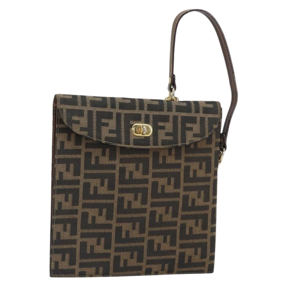 Fendi Zucca Canvas Black Brown Handbag with Dust Bag: Fendi Zucca Canvas Black Brown Handbag with Dust Bag This FENDI hand bag features the iconic Zucca canvas in black and brown, designed with a structured silhouette. Made in Italy, it includes a single