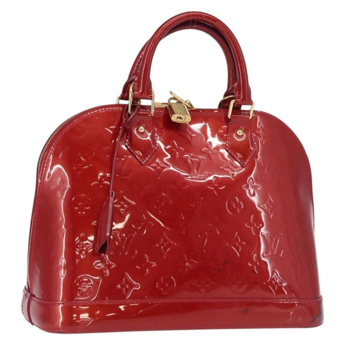 Louis Vuitton Alma PM Rouge Grunadine Vernis Handbag M91693: Louis Vuitton Alma PM Rouge Grunadine Vernis Handbag M91693 Louis Vuitton Monogram Vernis Alma PM handbag in Rouge Grunadine. Made from patent leather, this bag is made in France and comes with a padl