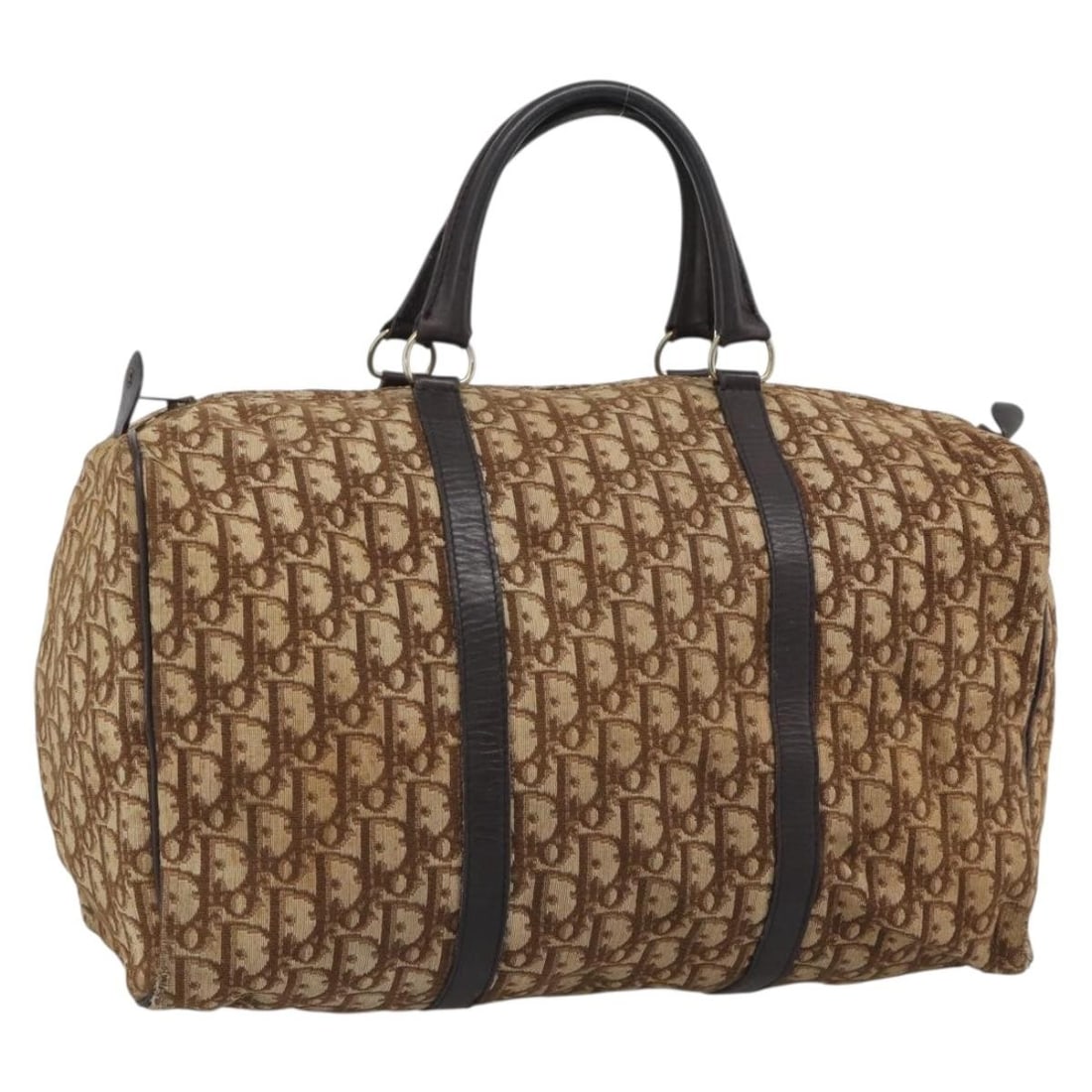 Beige Gold Trotter Canvas Boston Bag by Christian Dior: Beige Gold Trotter Canvas Boston Bag by Christian Dior A Christian Dior Trotter Canvas Boston Bag in beige and gold, made in France. This bag features Trotter canvas construction and comes as the item