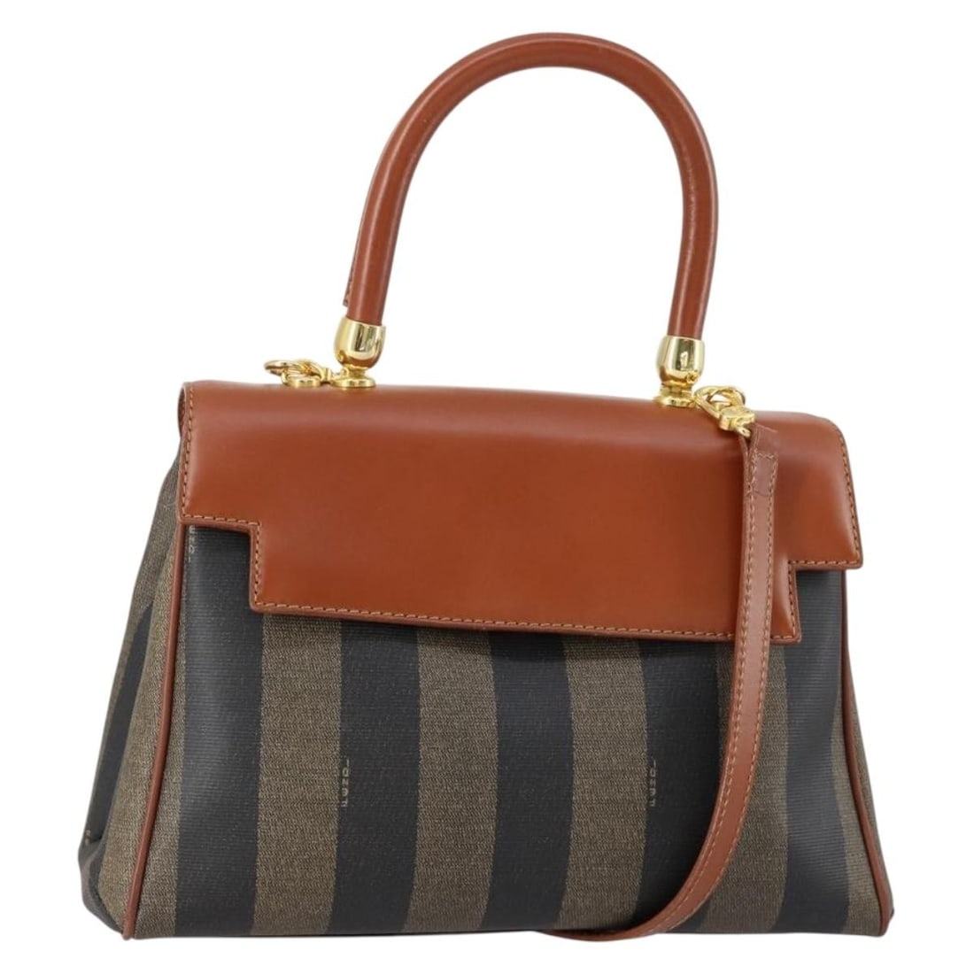 Fendi Pequin 2way Handbag Black Brown PVC Canvas Leather Strap: Fendi Pequin 2way Handbag Black Brown PVC Canvas Leather Strap Fendi 2way hand bag in black and brown PVC leather/Pequin canvas, made in Italy. It comes with a shoulder strap and features a hand bag s