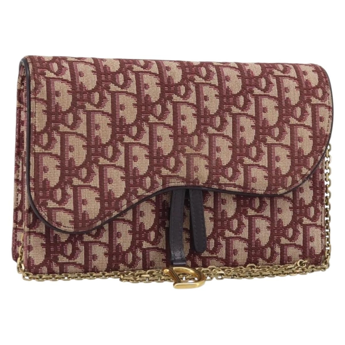 Christian Dior Saddle Shoulder Bag Red Gold Trotter Canvas Italy: Christian Dior Saddle Shoulder Bag Red Gold Trotter Canvas Italy A Christian Dior Trotter Canvas Saddle Chain Shoulder Bag in red and gold, made in Italy. The bag features Trotter canvas construction 