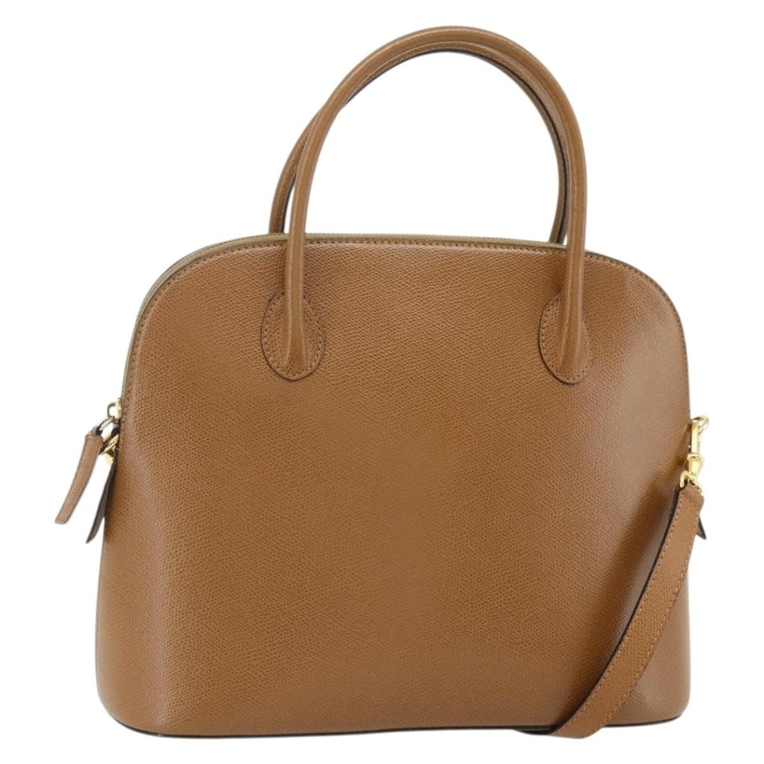 CELINE Brown Leather 2way Handbag with Shoulder Strap Gold Tone: CELINE Brown Leather 2way Handbag with Shoulder Strap Gold Tone Brown and gold leather 2way handbag from CELINE, made in Italy and accompanied by a shoulder strap. The bag is described as heavily used