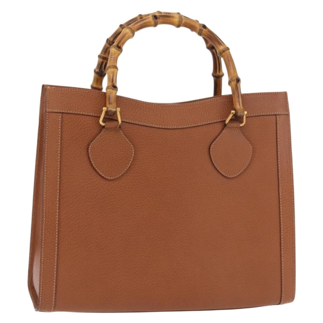 Gucci 002 123 0260 Brown Leather Bamboo Handle Hand Bag: Gucci 002 123 0260 Brown Leather Bamboo Handle Hand Bag Gucci Bamboo Hand Bag in brown and gold leather, made in Italy. This women's handbag features a handle drop of approximately 5.5 inches (14 cm) 
