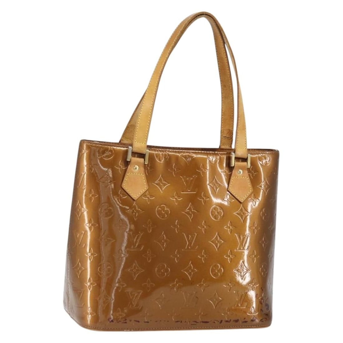 Louis Vuitton Houston M91122 Bronze Vernis Patent Leather Handbag: Louis Vuitton Houston M91122 Bronze Vernis Patent Leather Handbag Louis Vuitton Monogram Vernis Houston handbag in bronze patent leather. Made in Spain, this women's handbag is offered as the bag only