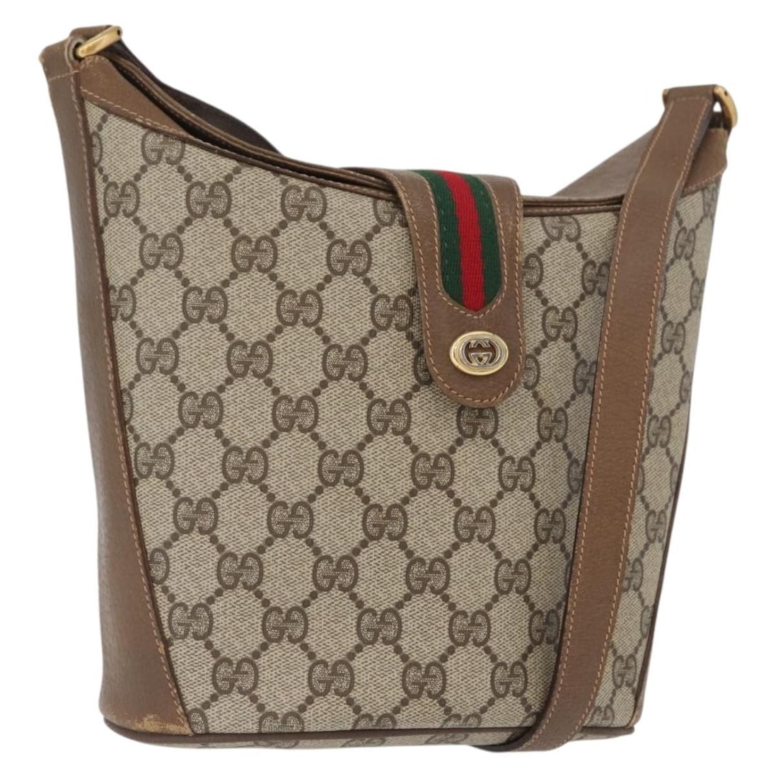 Gucci 904 02 081 Sherry Line GG Canvas Shoulder Bag Beige Gold: Gucci 904 02 081 Sherry Line GG Canvas Shoulder Bag Beige Gold Gucci shoulder bag from the GG Supreme Web Sherry Line in beige and gold GG canvas. Made in Italy, this women's bag features a shoulder s