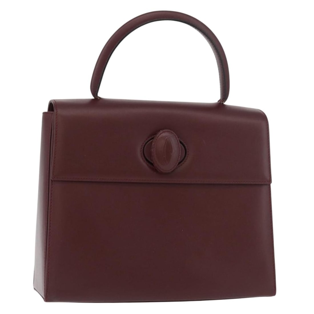 Cartier Must Line Bordeaux Leather Handbag with Dust Bag Card: Cartier Must Line Bordeaux Leather Handbag with Dust Bag Card Cartier Must Line hand bag in bordeaux leather with gold-tone accents. Made in Italy, it comes with a dust bag and guarantee card. The bag