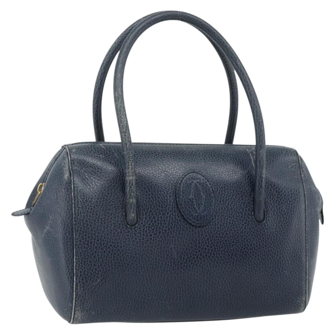 Cartier Must Line navy gold leather handbag with guarantee card: Cartier Must Line navy gold leather handbag with guarantee card This Cartier Must Line handbag is crafted from navy and gold leather, offering a classic and elegant look. Designed for women, it featur