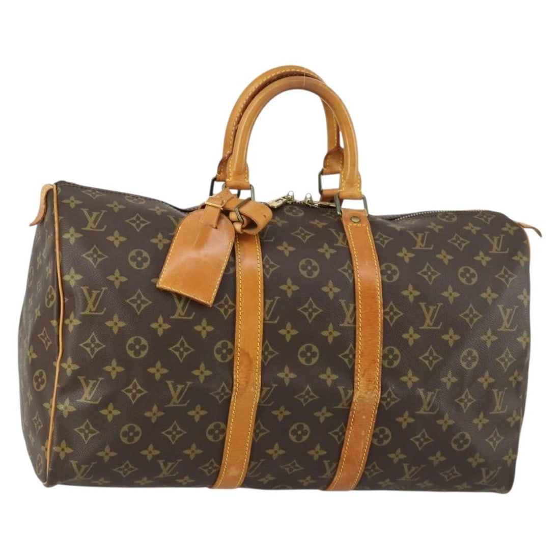 Louis Vuitton M41428 Keepall 45 Monogram Canvas Boston Bag: Louis Vuitton M41428 Keepall 45 Monogram Canvas Boston Bag Louis Vuitton Keepall 45 Boston Bag in Monogram canvas, made in France. It comes with a name tag and powanie accessory, and is identified by 