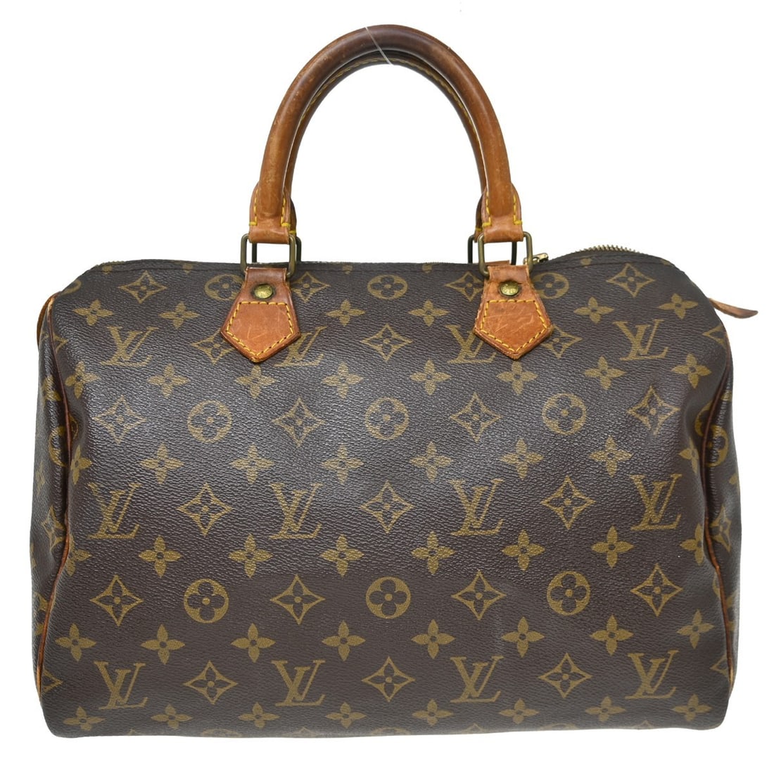 Louis Vuitton Speedy 30 Monogram Canvas Satchel M41526 France: Louis Vuitton Speedy 30 Monogram Canvas Satchel M41526 France Vintage Louis Vuitton Speedy 30 handbag in monogram canvas with leather double handles and a zip closure. This satchel-style top handle ba