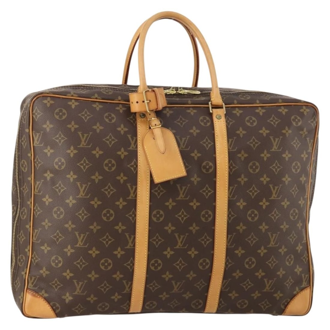 Louis Vuitton M41406 Sirius 50 Monogram Canvas Boston Bag: Louis Vuitton M41406 Sirius 50 Monogram Canvas Boston Bag Louis Vuitton Sirius 50 Boston Bag in Monogram Canvas, made in France. This women's bag comes in the Monogram colorway and includes a name tag