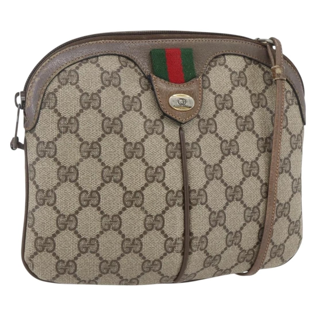 Gucci 904 02 047 Sherry Line GG Supreme PVC Shoulder Bag Beige Gold: Gucci 904 02 047 Sherry Line GG Supreme PVC Shoulder Bag Beige Gold Gucci GG Supreme Web Sherry Line shoulder bag in beige and gold PVC leather/GG canvas, made in Italy. This women's bag measures appr