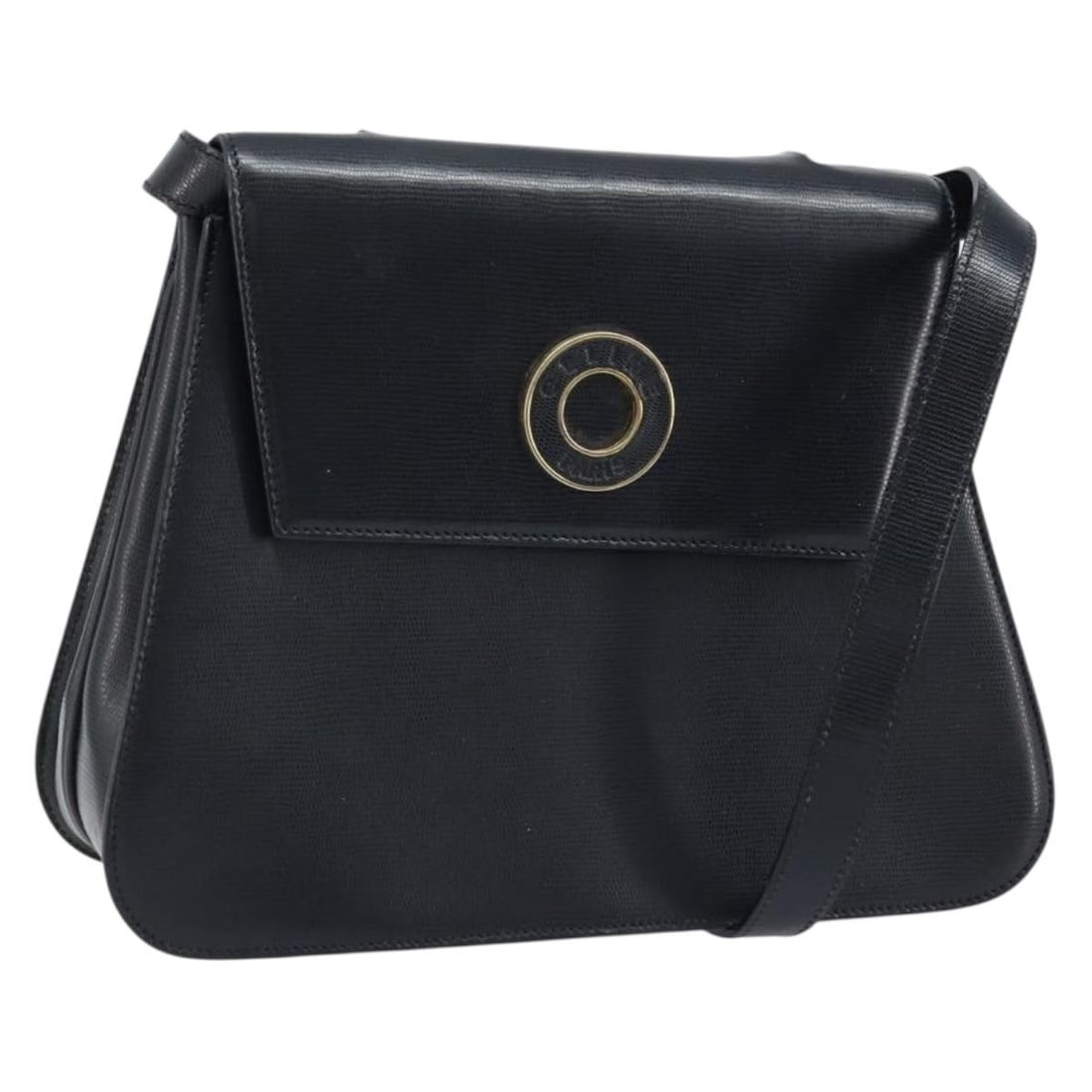 Celine Black Leather 2way Hand Bag with Shoulder Strap Gold Tone: Celine Black Leather 2way Hand Bag with Shoulder Strap Gold Tone A CELINE 2-way handbag in black with gold-tone accents, crafted from leather. It comes with a shoulder strap and was made in Italy. The