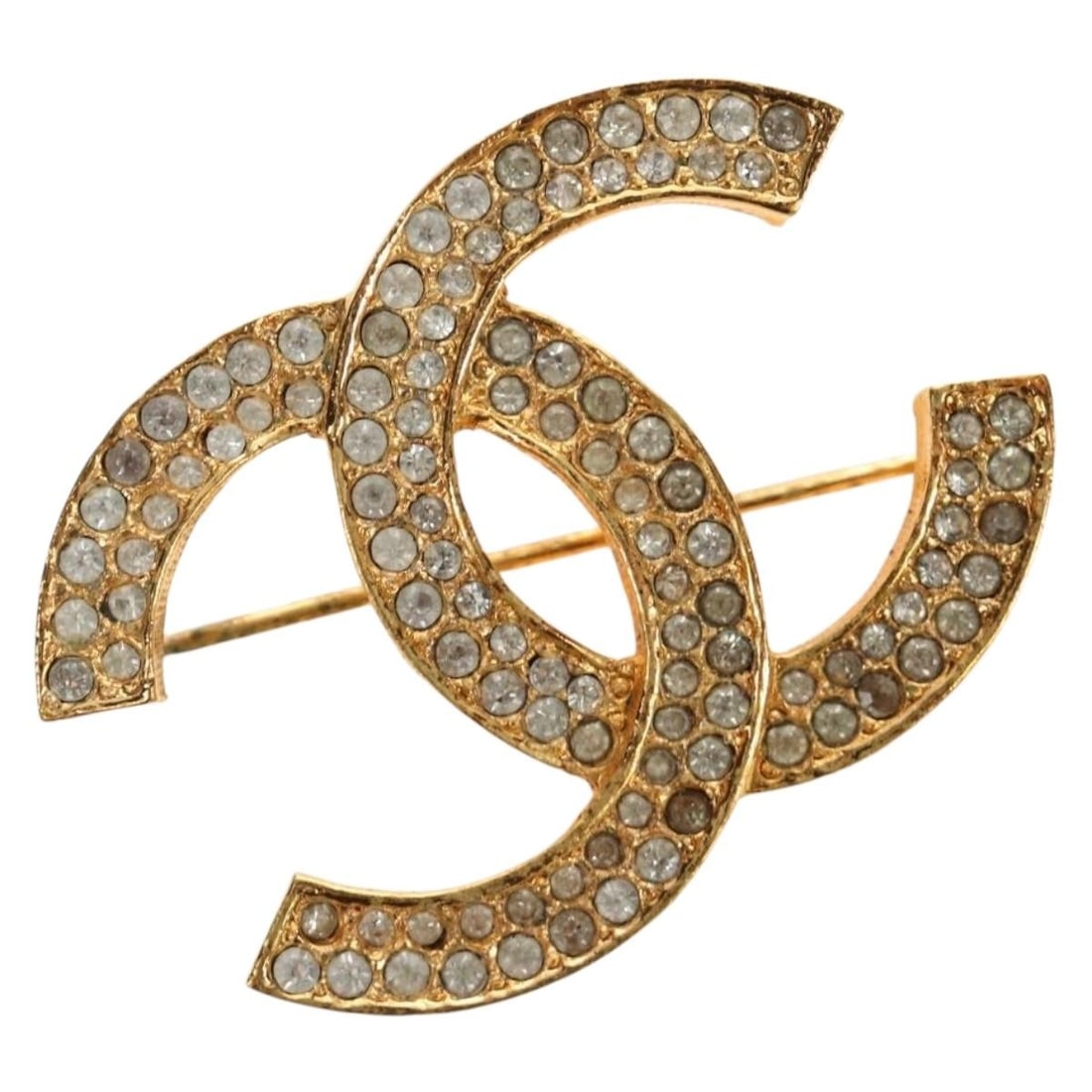 CHANEL Coco Mark Gold Tone Metal Brooch with Box: CHANEL Coco Mark Gold Tone Metal Brooch with Box CHANEL COCO Mark brooch in gold tone metal, presented with its item box. The piece measures approximately 30 mm in width and 40 mm in length. Condition